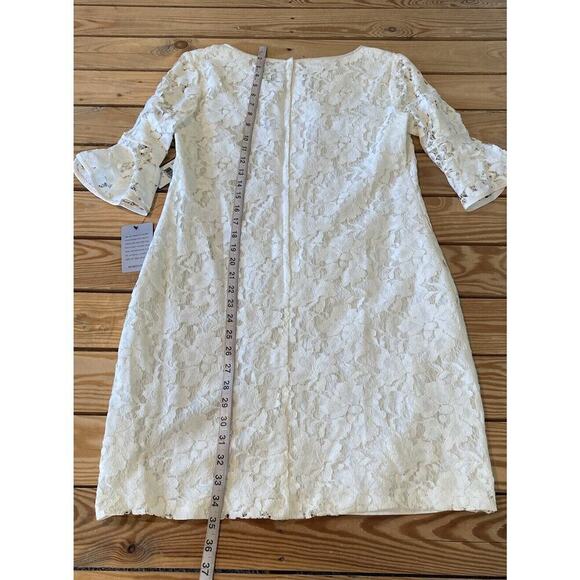 NWT Adrianna Papell Ruffle Hem Lace Dress Size 12 Women’s White - Picture 8 of 10